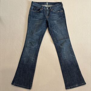 7 For All Mankind 26‎ BOOTCUT Blue Jeans Embellished Pockets 28x29 U075055U-055U